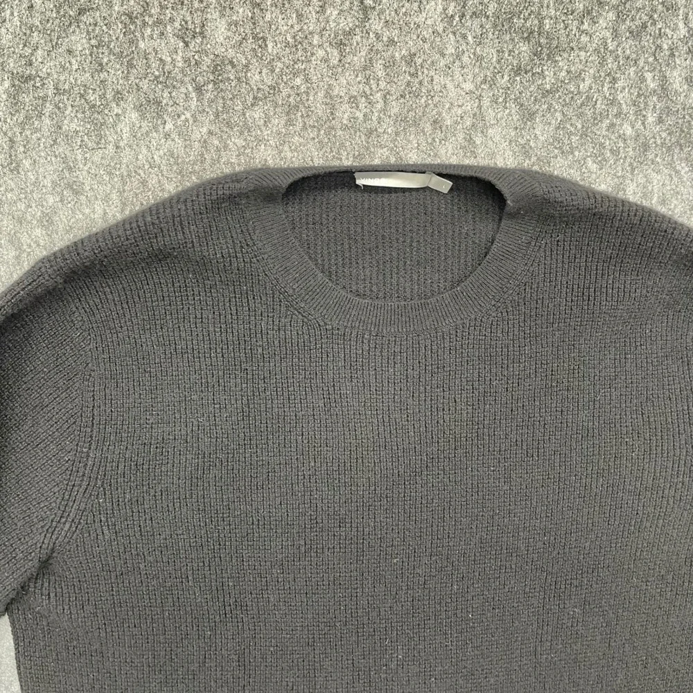 Vince Mens Black Waffle Knit Crewneck Sweater Size L Long Sleeve Pullover